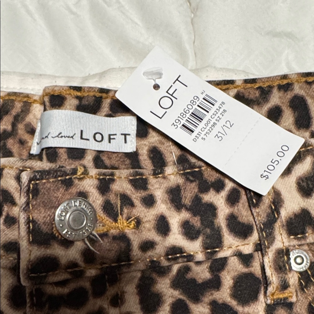 LOFT Leopard Print Wide Leg Jeans - Picture 2 of 13
